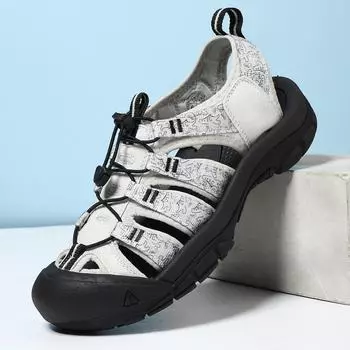 Мужские летние сандалии с закрытым носком и толстой подошвой - повседневная пляжная обувь большого размера 36 армия зеленый