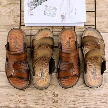 Мужские летние сандалии, шлепанцы с мягкой подошвой и толстой подошвой, нескользящие домашние тапочки, модные уличные шлепанцы, пляжная обувь 35