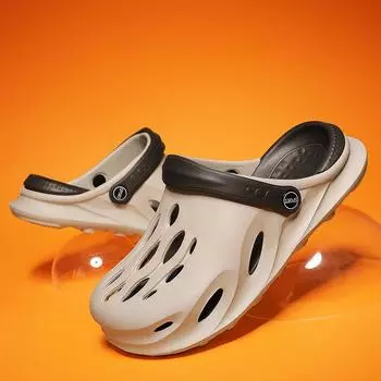 Мужские летние сандалии-слайды с закрытым носком — легкие нескользящие туфли для вождения с вентилируемым дизайном для повседневной носки на пляже и на открытом воздухе 45 белый