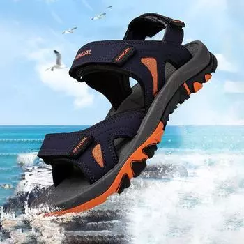 Мужские летние сандалии, удобная пляжная обувь цвета морской волны, уличные треккинговые сандалии, мужская походная обувь, нескользящие сандалии высокого качества для мальчиков, 2024 г. 39