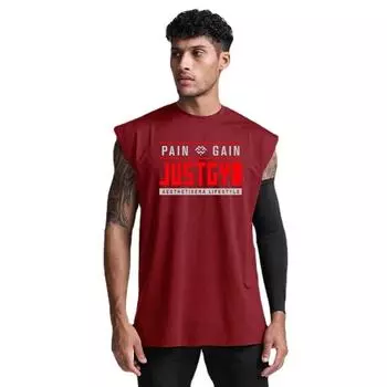 Мужские летние сетчатые быстросохнущие майки Do The Work для бодибилдинга и фитнеса, дышащие стрингеры с круглым вырезом и буквенным принтом M красный