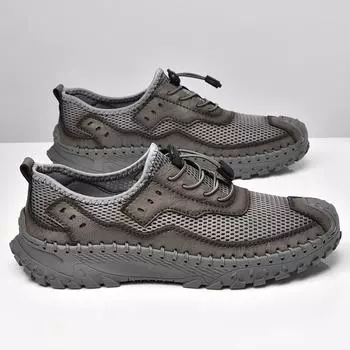 Мужские летние сетчатые кроссовки, повседневная обувь, дышащие мокасины, мужская обувь, новая мода, комфорт, мужская обувь для отдыха на открытом воздухе, нескользящая плоская обувь для ходьбы 38 коричневый