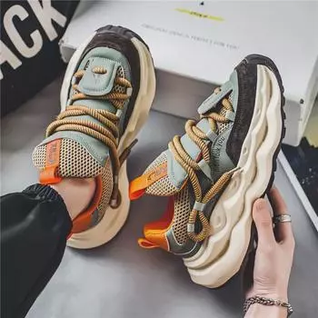 Мужские летние сетчатые кроссовки Xuheng: Воздухопроницаемая, толстая подошва, увеличивающая рост, нескользящая, стильная для отдыха и бега 40 белый