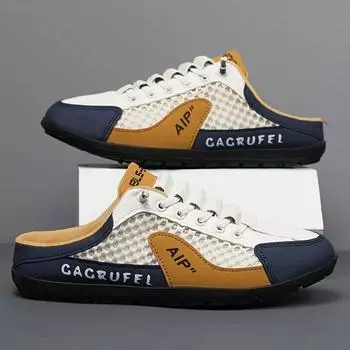 Мужские летние сетчатые повседневные туфли без застежек — легкие, дышащие, универсальные тапочки 39 зелёный