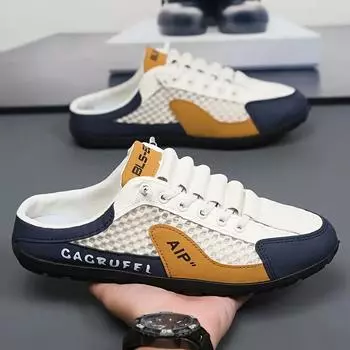 Мужские летние сетчатые туфли-слипоны размера плюс 47 — легкие, дышащие, универсальные тапочки 39 зелёный