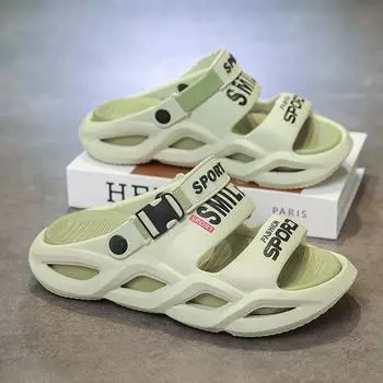 Мужские летние шлепанцы, ультра-удобные сандалии на толстой подошве с дышащим материалом EVA для активного отдыха в помещении, на пляже, в бассейне, в аквапарке 44-45 белый