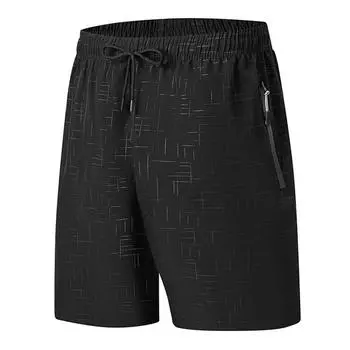 Мужские летние шорты для фитнеса, летние повседневные шорты для бега, быстросохнущие, эластичные пляжные брюки L чёрный