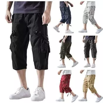 Мужские летние шорты-карго с несколькими карманами. Мужские повседневные модные свободные брюки-карго. 30 чёрный