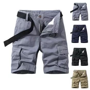 Мужские летние шорты-карго с несколькими карманами. Мужские повседневные модные однотонные свободные шорты-карго. 34 чёрный