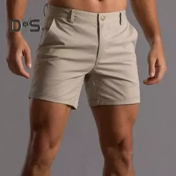 Мужские летние шорты-карго со средней посадкой и пуговицами на молнии с карманами, однотонные повседневные короткие брюки с прямыми штанинами, уличная одежда XL темно-зеленого