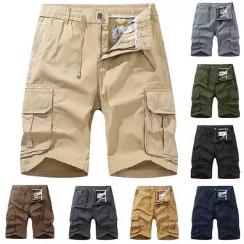 Мужские летние шорты-карго, свободные повседневные мужские шорты-карго с несколькими карманами для бега на открытом воздухе XXXXL темно-синий
