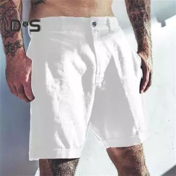 Мужские летние шорты на пуговицах на молнии, широкие пляжные шорты с карманами, однотонные свободные повседневные шорты XL хаки