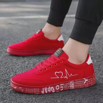 Мужские летние спортивные туфли из красного холста 2023 года — модные повседневные кроссовки для студентов 41 чёрный