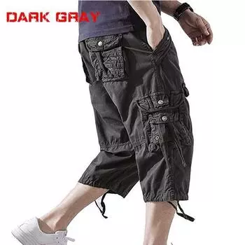 Мужские летние свободные неэластичные брюки Seven-Minute с несколькими карманами, однотонные прямые спортивные брюки со средней посадкой 42 чёрный