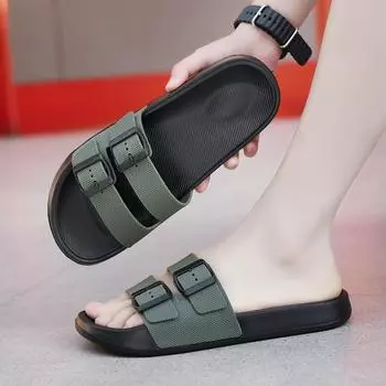 Мужские летние тапочки большого размера, винтажные повседневные пляжные тапочки 47 чёрный