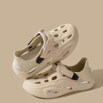 Мужские летние тапочки Cave Cool размера Plus, повседневные уличные нескользящие пляжные сандалии на толстой подошве, размер 36-46 36 хаки