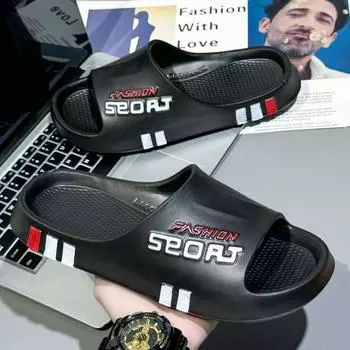 Мужские летние тапочки для дома, мягкая подошва, нескользящая, спортивный стиль, пляжные сандалии для ванной, удобная домашняя обувь для пары 36-37 белый