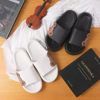 Мужские летние тапочки для улицы, женские удобные домашние тапочки, парные сандалии с мультяшными героями, мужские шлепанцы с медведями. 38-39, side bear чёрный