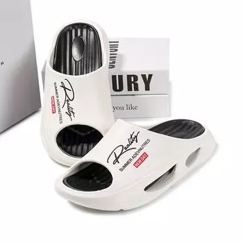 Мужские летние тапочки EVA 2025 года, новые стильные домашние повседневные нескользящие сандалии прямого дизайна для верхней одежды, мужские летние тапочки 40-41 чёрный