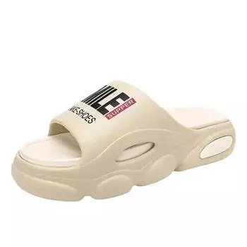 Мужские летние тапочки на толстой подошве, пляжные тапочки для ванной, нескользящие тапочки, мягкие сандалии, простая ультралегкая обувь с буквами 38