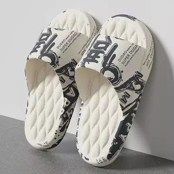 Мужские летние тапочки, пляжные сандалии, модные шлепанцы с принтом на толстой подошве, унисекс, домашняя банная обувь, большие размеры 48-49, сандалии Hombre 36-37(For Feet 230)