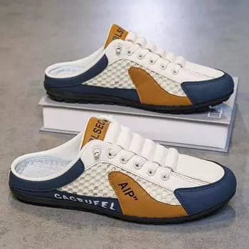 Мужские летние тапочки Роскошные повседневные босиком для мужчин Тенденции 2024 Удобные балетки Сетчатые уличные модные треккинговые туфли Обувь 39 коричневый