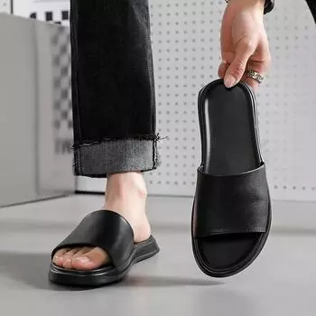 Мужские летние тапочки с мягкой подошвой, нескользящие, дышащие, повседневные тапочки 1400-W 38 чёрный