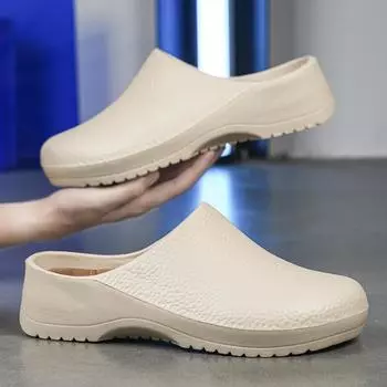 Мужские летние тапочки, шлепанцы, водонепроницаемые, маслостойкие, нескользящие, поварские туфли, удобные дышащие сандалии, мягкая садовая обувь из ЭВА 36-37