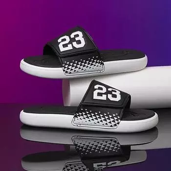 Мужские летние тапочки, уличные повседневные пляжные тапочки, трендовые персонализированные шлепанцы, сандалии, шлепанцы, нескользящая обувь в стиле хип-хоп 41 чёрный