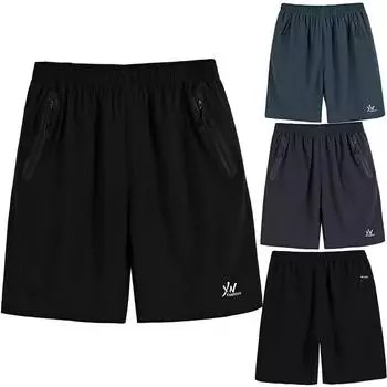 Мужские летние тонкие быстросохнущие пляжные брюки больших размеров повседневные спортивные короткие брюки XXXXL чёрный