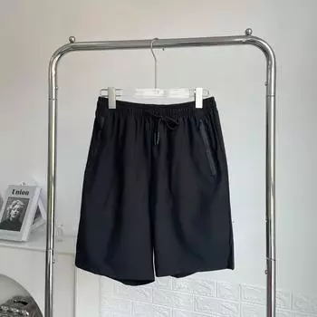 Мужские летние тонкие быстросохнущие спортивные шорты из ледяного шелка, повседневные бриджи 7XL чёрный