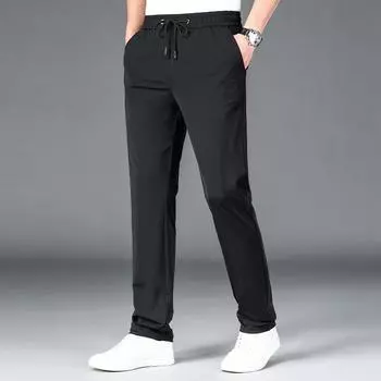 Мужские летние тонкие повседневные брюки, молодежные свободные прямые повседневные брюки, летние брюки с эластичной талией 29