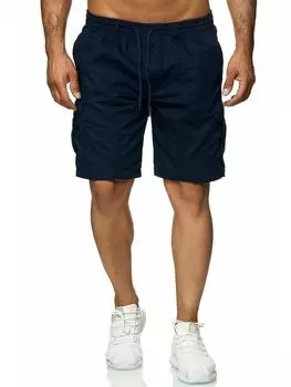 Мужские летние трендовые однотонные свободные прямые комбинезоны шорты L тёмно-синий