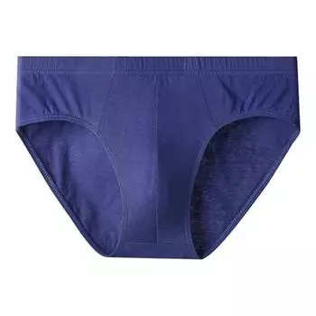 Мужские летние трусы со средней посадкой и эластичным поясом, однотонные U-выпуклые дышащие трусы для повседневной носки для сна 2XL синий
