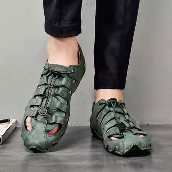 Мужские летние туфли для вождения, походные туфли, повседневные ретро-обувь для мужчин, широкие ботинки для активного отдыха, большие размеры, нескользящие EU:46 коричневый