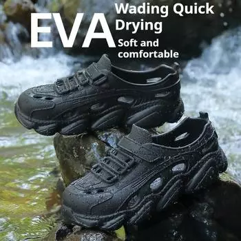 Мужские летние туфли Hole для активного отдыха Creek Tracing Breathable Home Home Eva Soft Bottom Non-Slip Heel Sandals 36 чёрный