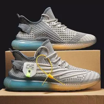 Мужские летние туфли из кокоса: Дышащая сетка, модные, толстая подошва, тканые спортивные повседневные кроссовки для бега 44