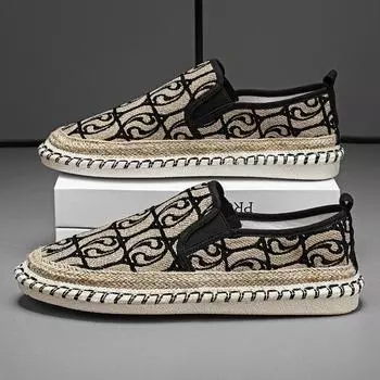 Мужские летние туфли из ткани 2, новые мужские туфли с одной педалью, старые пекинские туфли из ткани, дышащая обувь для рыбалки, мужская повседневная обувь 39 чёрный