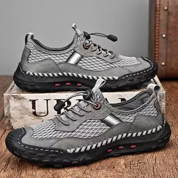 Мужские летние туфли из тонкой дышащей сетки, мужские кожаные туфли с одной педалью, с мягкой нескользящей подошвой, для спорта и отдыха 38