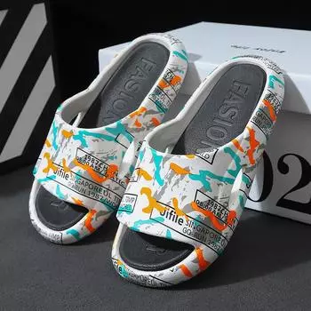 Мужские летние уличные домашние нескользящие тапочки на платформе с героями мультфильмов для ванной и ванной комнаты 36-37