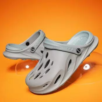 Мужские летние уличные нескользящие легкие тапочки с перфорированной обувью для спорта и отдыха, пляжные полусандалии 39