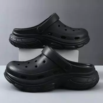 Мужские летние уличные нескользящие шлепанцы для ходьбы по воде, холодные тапочки на толстой подошве, шлепанцы-трансформеры 40-41 чёрный