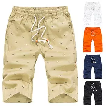 Мужские летние уличные свободные однотонные шорты-карго с принтом, пляжные шорты M чёрный