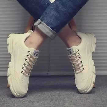 Мужские летние водонепроницаемые нескользящие британские повседневные кожаные низкие рабочие ботинки 41 чёрный