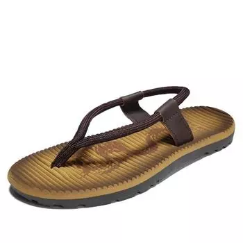 Мужские летние высококачественные шлепанцы, мужские пляжные тапочки, модные уличные шлепанцы, повседневные дышащие тапочки для мужчин, новые сандалии 39 коричневый