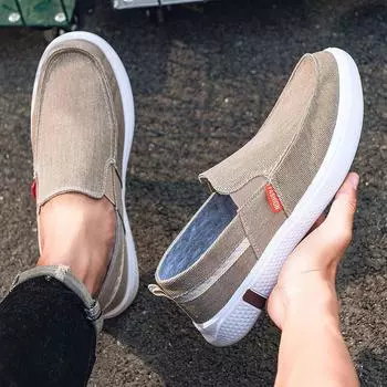 Мужские лоферы без шнуровки, дышащие легкие нескользящие парусиновые туфли, мужские кроссовки, весна и лето 40 синий