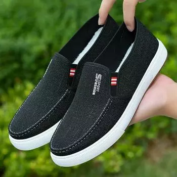Мужские лоферы без шнуровки, дышащие легкие нескользящие парусиновые туфли, мужские кроссовки, весна и лето 39