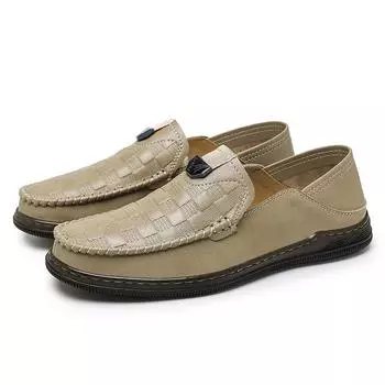 Мужские лоферы без шнуровки, повседневная кожаная обувь, тапочки 39 чёрный