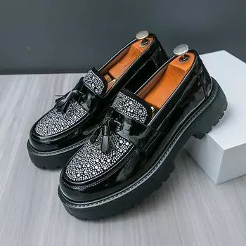 Мужские лоферы Four Seasons для бизнеса, черные из ПУ, мужская повседневная удобная обувь для увеличения роста, модная обувь для путешествий, мужские размеры 38-46 38