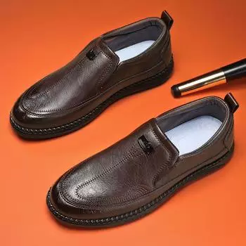 Мужские лоферы из искусственной кожи высокого качества, мужская повседневная обувь, мокасины, мужские туфли без шнуровки на плоской подошве, модная мужская обувь, мужская обувь для вождения 41 коричневый